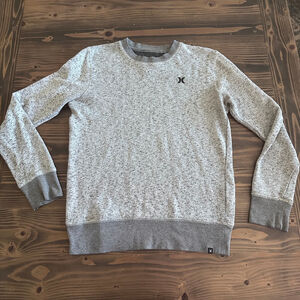 Hurley Gray Black Crewneck Sweater Men’s S Knit Logo Casual